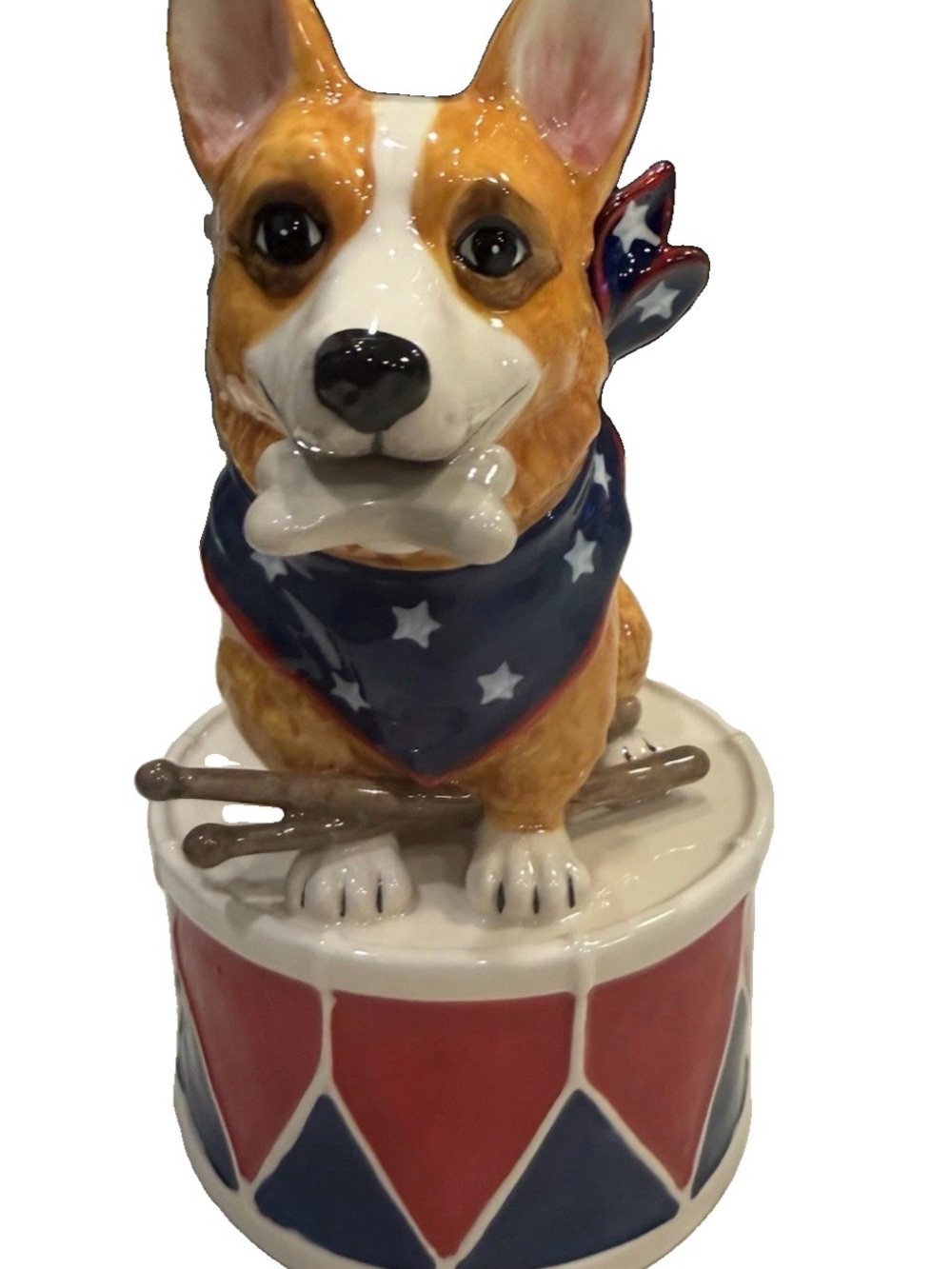Blue Sky Heather Goldminc Corgi Patriotic Drummer Figurine